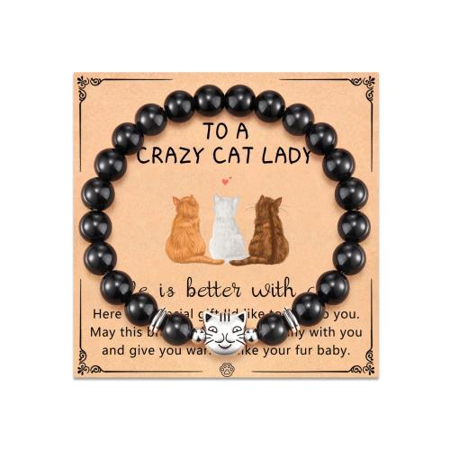 Gemstone Bracelet, with Zinc Alloy, Cat, handmade & for woman Approx 6-8 Inch 