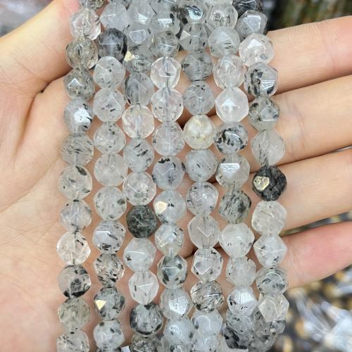 Perles Quartz rutile, Quartz rutile noir, DIY, 8mm cm, Vendu par brin