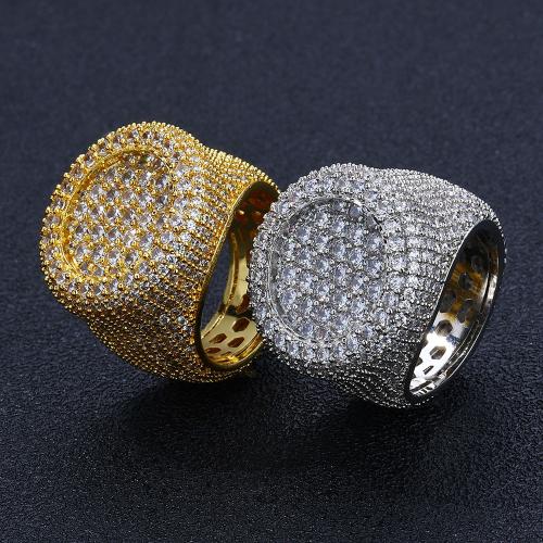 laiton bague, Rond, Placage, normes différentes pour le choix & pavé de micro zircon & pour homme, plus de couleurs à choisir Vendu par PC