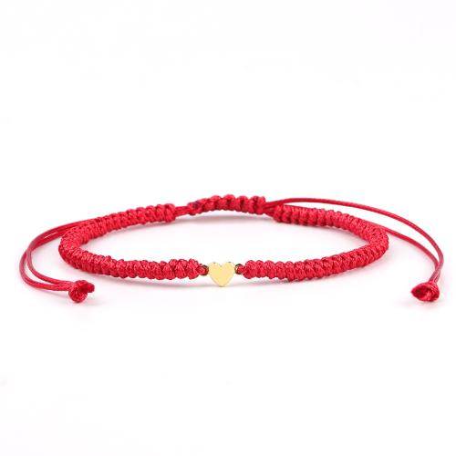 aleación de zinc Pulsera, con cordón poliéster, Corazón, hecho a mano, diferentes estilos para la opción, longitud:aproximado 5.9-10.2 Inch, Vendido por UD