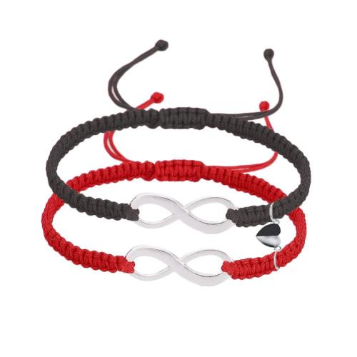 aleación de zinc Pulsera, con cordón poliéster, Infinito, hecho a mano, unisexo & diferentes estilos para la opción, longitud:aproximado 6-11 Inch, Vendido por Set