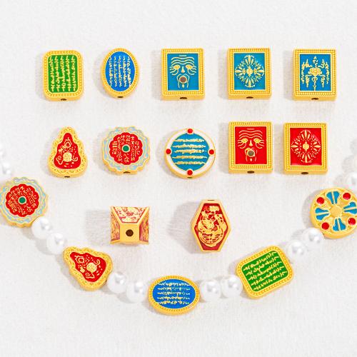 Enamel Zinc Alloy Beads, gold color plated & DIY Approx 