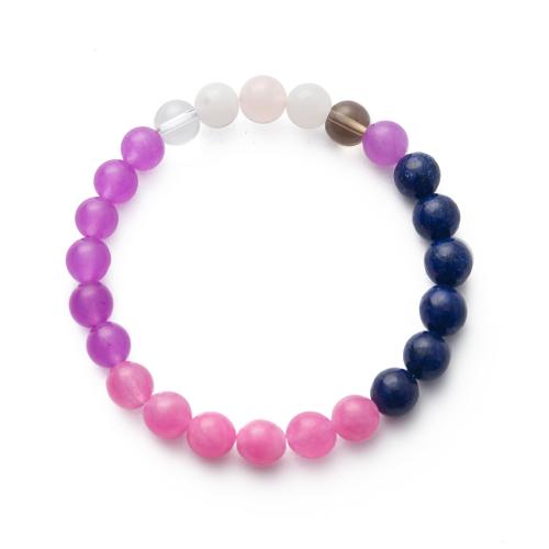 Synthetic Gemstone Bracelet, Round, fashion jewelry & Unisex, mixed colors, 8mm Approx 18.5 cm 