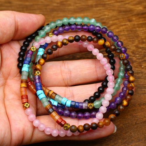 Bracelets en pierres précieuses, Pierre naturelle, différents matériaux pour le choix & pour femme, plus de couleurs à choisir, 4mm .5 cm, Vendu par PC