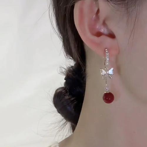 Boucle d'oreille de zinc alliage strass goutte, alliage de zinc, Placage ionique sous vide, pour femme & avec strass, Vendu par paire