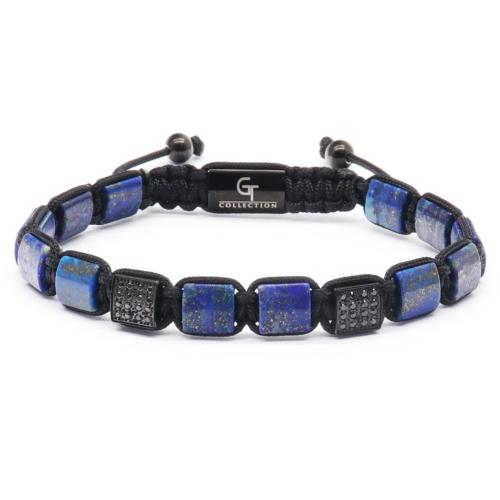 Gemstone Bracelet, with Polyester Cord & 304 Stainless Steel, Square, handmade & for man & with rhinestone Approx 7-11 Inch 