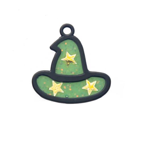 Pendentif de chapeau alliage Zinc , alliage de zinc, pistolet noir plaqué, Mini & Mignon & DIY & émail, vert Environ 2mm Vendu par sac