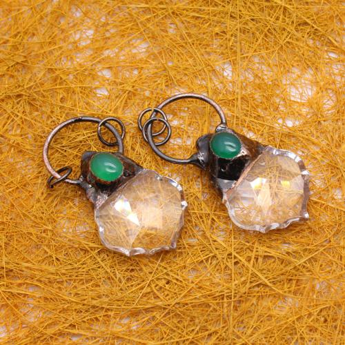 Pendentif Agate verte, avec verre, Placage, DIY Vendu par PC