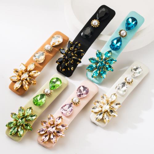 Barrette, tissu, avec alliage de zinc, bijoux de mode & avec strass, plus de couleurs à choisir, Vendu par PC