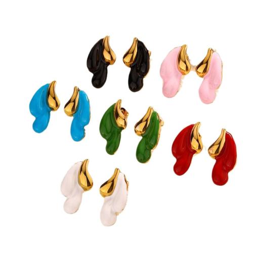 Arete de acero inoxidable , acero inoxidable 304, chapado en color dorado, Joyería & para mujer & esmalte, más colores para la opción, Vendido por Par