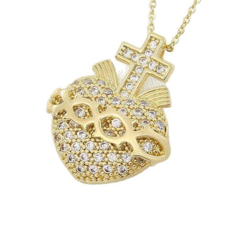 Cubic Zircon Micro Pave Brass Necklace, with Cubic Zirconia, plated, fashion jewelry & for woman 