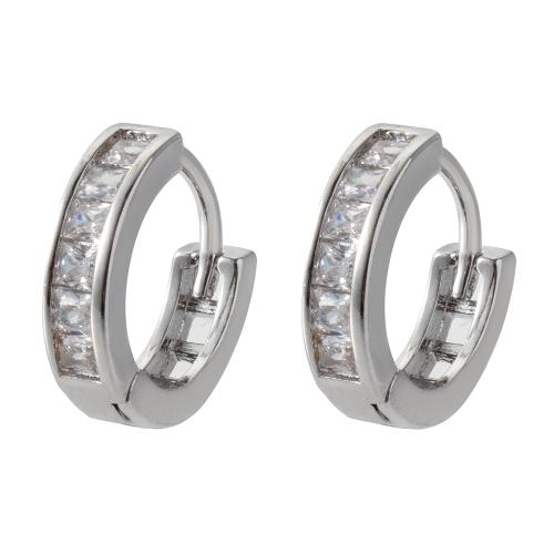 Boucles d'oreilles en laiton zircon cubique pavent, moulage sous pression, pavé de micro zircon & pour femme, plus de couleurs à choisir, protéger l'environnement, sans nickel, plomb et cadmium Vendu par sac