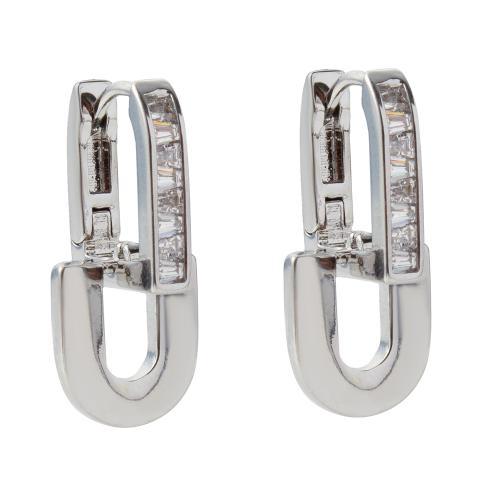 Boucles d'oreilles en laiton zircon cubique pavent, moulage sous pression, pavé de micro zircon & pour femme, plus de couleurs à choisir, protéger l'environnement, sans nickel, plomb et cadmium Vendu par sac