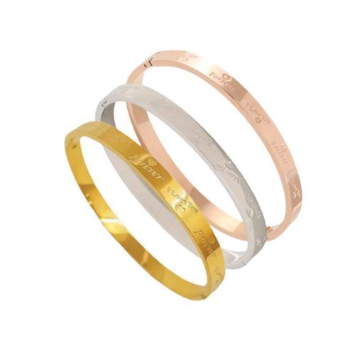 Titanium Steel Bangle, plated, fashion jewelry & with letter pattern & for woman Inner Approx 60mm 