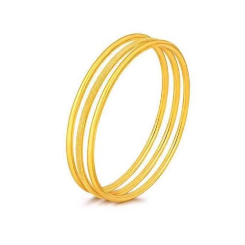 Titanium Steel Bangle, gold color plated, three layers & for woman & hollow, Inner Approx 60mm 