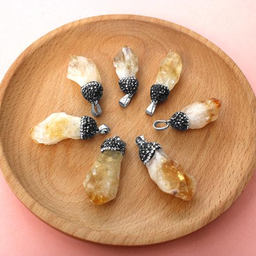 Pendentifs quartz naturel, perles de citrine, Placage, DIY & avec strass, Size：25-50mm, Vendu par PC