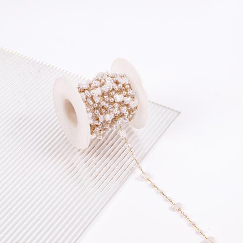 宝石用原石ビーズチェーン, 銅, とともに プラスチック製パール, ゴールドメッキ, DIY & 異なるスタイルを選択, 無色, 売り手 M