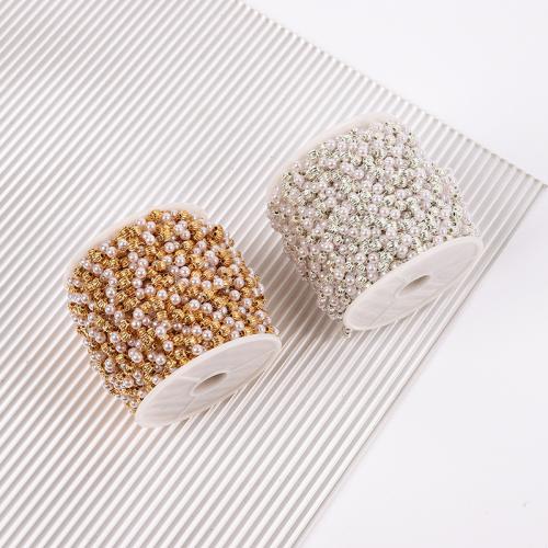 宝石用原石ビーズチェーン, 銅, とともに プラスチック製パール, メッキ, DIY, 無色, 20M/バッグ, 売り手 バッグ