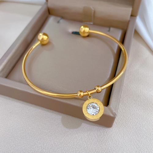 Bracelet en acier inoxydable, Acier inoxydable 304, Placage ionique sous vide, pour femme & avec strass, plus de couleurs à choisir, Vendu par PC