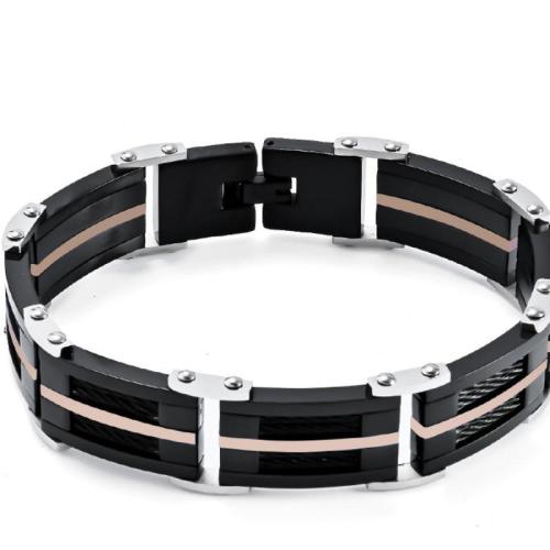 Bracelets en acier inoxydable, Acier inoxydable 304, Placage ionique sous vide, pour homme, plus de couleurs à choisir, 220mm, Vendu par PC