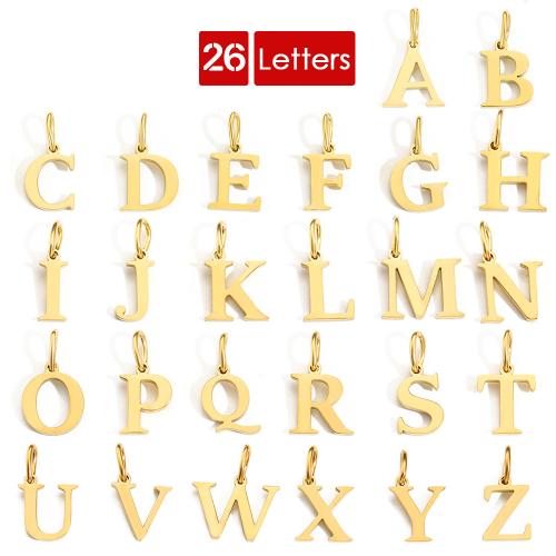 Pendentif de lettre en acier inoxydable, Acier inoxydable 304, Lettre d’alphabet, Placage, DIY & styles différents pour le choix, Vendu par PC