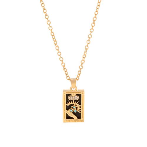 alliage de zinc collier, avec coquille, avec 1.96inch chaînes de rallonge, rectangle, Placage de couleur d'or, unisexe & avec strass, plus de couleurs à choisir Environ 16.5 pouce, Vendu par PC