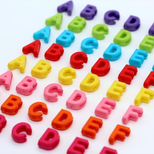 Acrylic Alphabet Beads, Alphabet Letter, painted, mixed pattern & DIY 10mm [