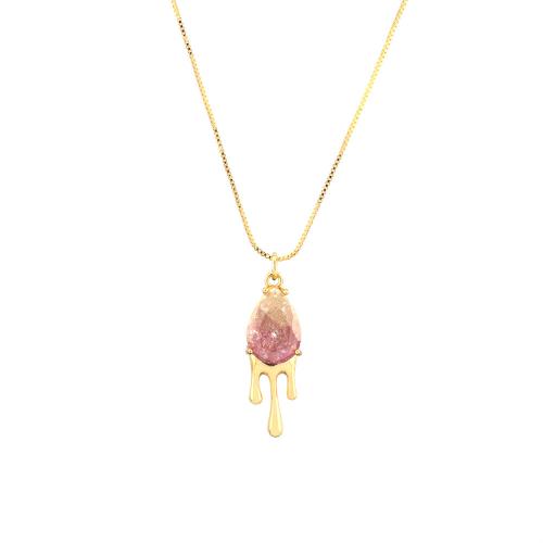 Collier en cristal, laiton, avec cristal, larme, Placage de couleur d'or, bijoux de mode & pour femme, plus de couleurs à choisir Environ 35-45 cm, Vendu par PC