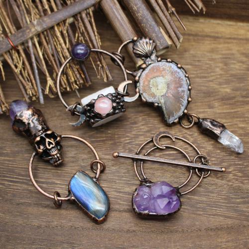 Gemstone Pendantifs en laiton, avec Pierre naturelle, Placage, DIY & différents matériaux pour le choix & styles différents pour le choix, plus de couleurs à choisir, Vendu par PC[