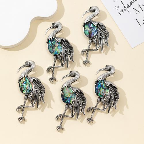 Broches de Nácar, aleación de zinc, con Nácar de Abulón, Pájaro, chapado en color de plata, Joyería, color mixto, 38x82mm, Vendido por UD