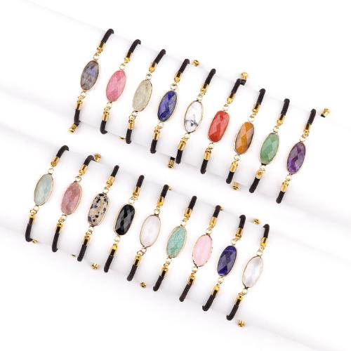 Gemstone Bracelets, Polyamide, with Natural Stone & Brass, fashion jewelry 