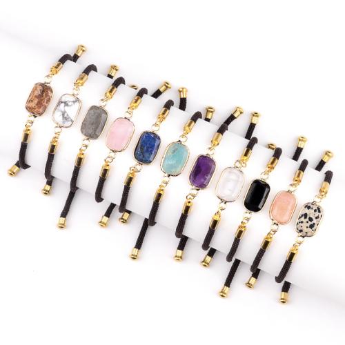 Gemstone Bracelets, Polyamide, with Natural Stone & Brass, fashion jewelry 