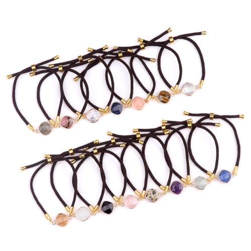 Gemstone Bracelets, Polyamide, with Natural Stone & Brass, fashion jewelry 