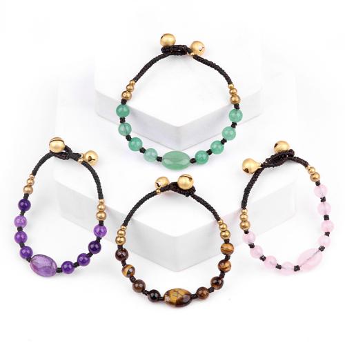 Gemstone Bracelets, Natural Stone, with Polyamide & Brass, fashion jewelry 