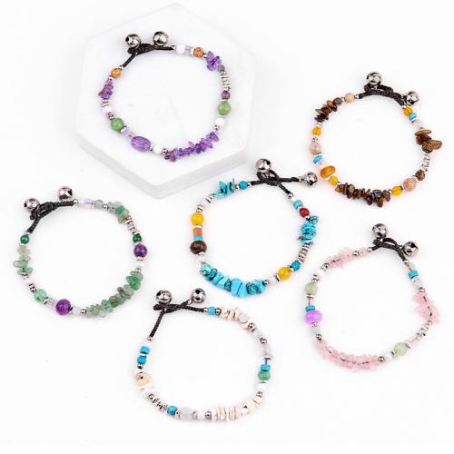 Gemstone Bracelets, Natural Stone, with Polyamide & Brass, fashion jewelry 