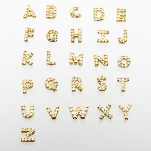 Buchstaben Messing Anhänger, Alphabet-Buchstabe, goldfarben plattiert, DIY & verschiedene Muster für Wahl & Micro pave Zirkonia, verkauft von PC