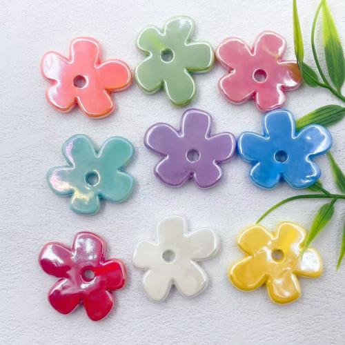 Perles porcelaine fleur, Placage coloré, DIY, plus de couleurs à choisir, 36mm Environ 4mm, Environ Vendu par sac