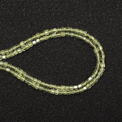 Abalorio Peridoto, Piedra peridoto, Cuadrado, Bricolaje, verde, 2.5x2.5mm, longitud:aproximado 38 cm, Vendido por Sarta