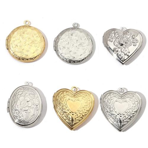 Stainless Steel Locket Pendant , 304 Stainless Steel, Vacuum Ion Plating, DIY [