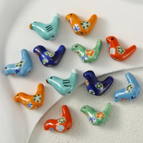 Abalorios de porcelana de animal, Pájaro, Bricolaje, más colores para la opción, 13x18mm, 100PCs/Bolsa, Vendido por Bolsa