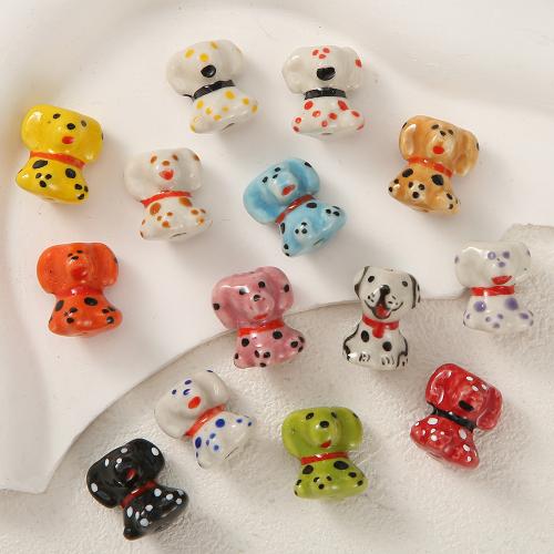 Abalorios de porcelana de animal, Perro, Bricolaje, más colores para la opción, 14x17mm, 100PCs/Bolsa, Vendido por Bolsa