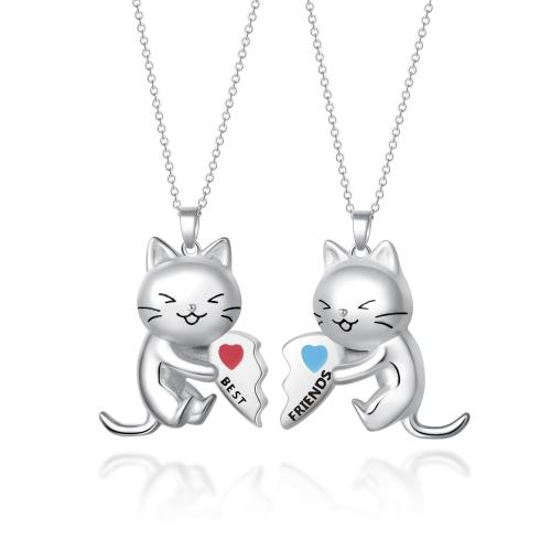 ensemble de bijoux en alliage zinc et émail, alliage de zinc, chat, Placage, pour femme Environ 16-20 pouce, Vendu par fixé
