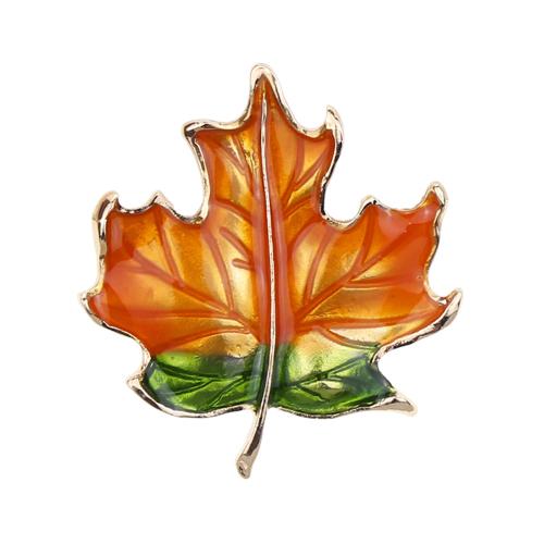 Broche émail, alliage de zinc, Feuille d'érable, Placage de couleur d'or, pour femme Vendu par PC