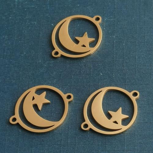 Titanium Steel Connector, Moon and Star, polished, DIY & 1/1 loop 