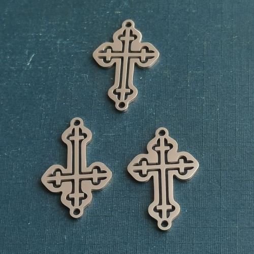 Titanium Steel Connector, Cross, polished, DIY & 1/1 loop 
