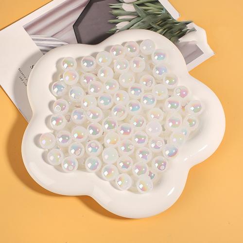 Perles acryliques plaquée, Acrylique, Rond, DIY, blanc Environ 4mm Vendu par sac[