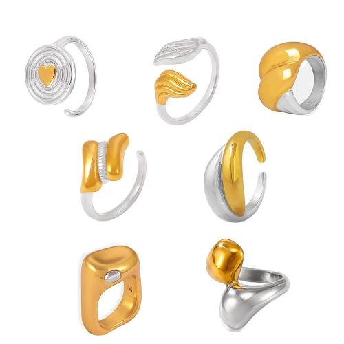 acero inoxidable 304 Anillo de dedo Cuff, chapado, diverso tamaño para la opción & diferentes estilos para la opción & para mujer & 2-tono, Vendido por UD