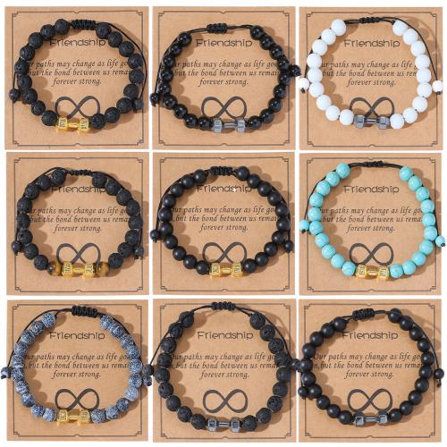 pierre gemme bracelet, avec cordon de polyester & alliage de zinc, fait à la main, unisexe & styles différents pour le choix Environ 6.3-12.6 pouce, Vendu par PC