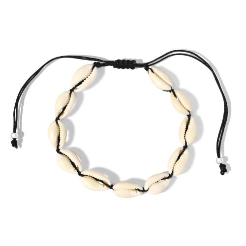 coquille bracelet de cheville, avec Cordon de noeud, fait à la main, unisexe & réglable, plus de couleurs à choisir Environ 7-15.7 pouce, Vendu par PC