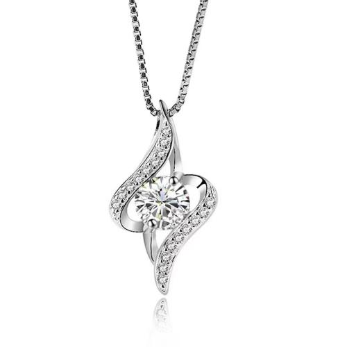 Argent sterling 925 collier, Plaqué de platine, pour femme & avec strass, plus de couleurs à choisir Environ 16 pouce, Vendu par PC
